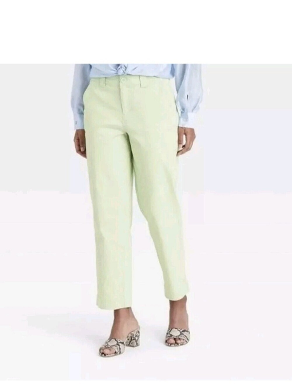 A New Day Straight Crop Jeans Light Green Size 4 High Rise Stretch Denim NWT